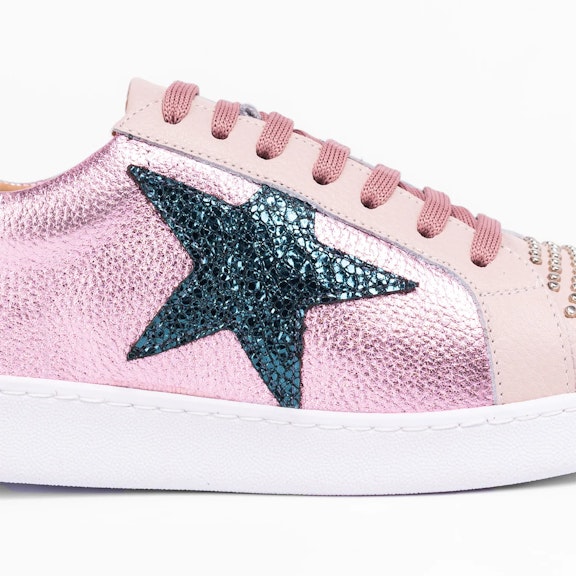 Sneakers Vitti Sevilla. Shoes in metallic pink leather. Pale pink leather toe and silver stud details. Bright green leather Shoes in metallic pink leather. Pale pink leather toe and silver stud details. Bright green leather ...